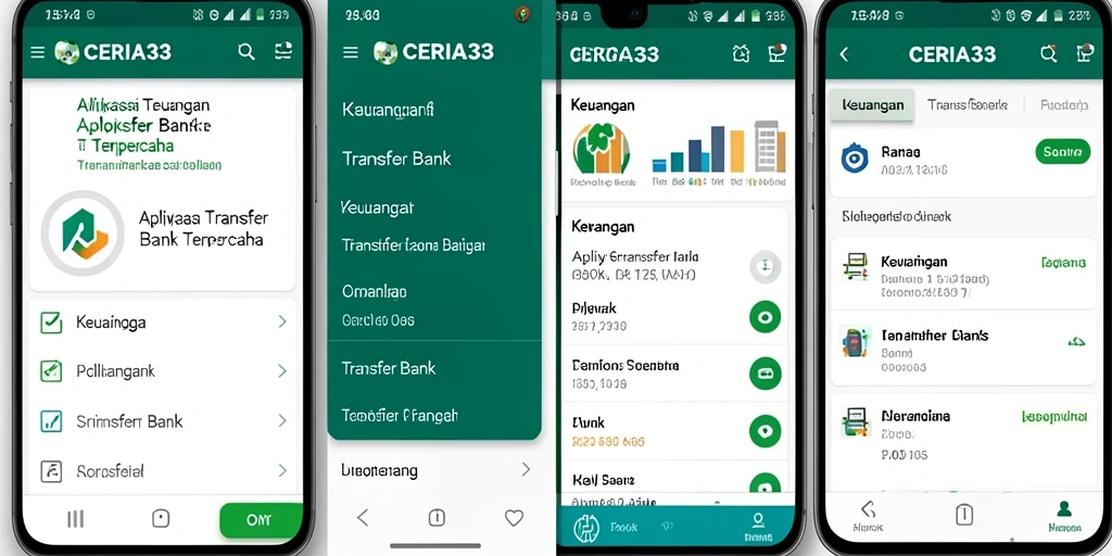Tampilan antarmuka CERIA33 untuk transfer bank yang sederhana dan mudah.