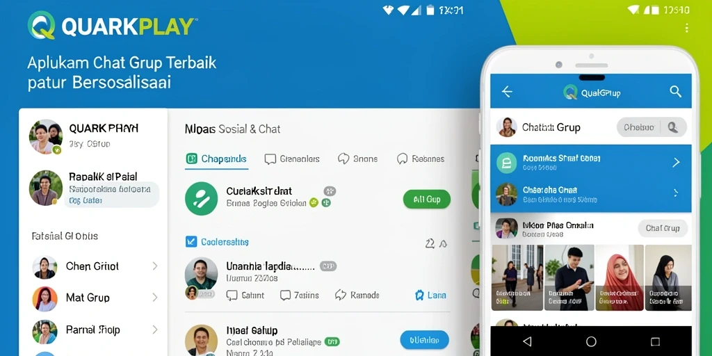 Antarmuka QUARKPLAY dengan fitur Chat Grup yang menarik dan interaktif.