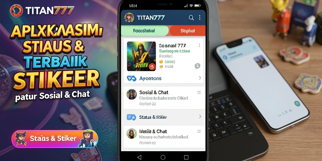 Antarmuka <strong>TITAN777</strong> yang menarik dengan pilihan stiker beragam.